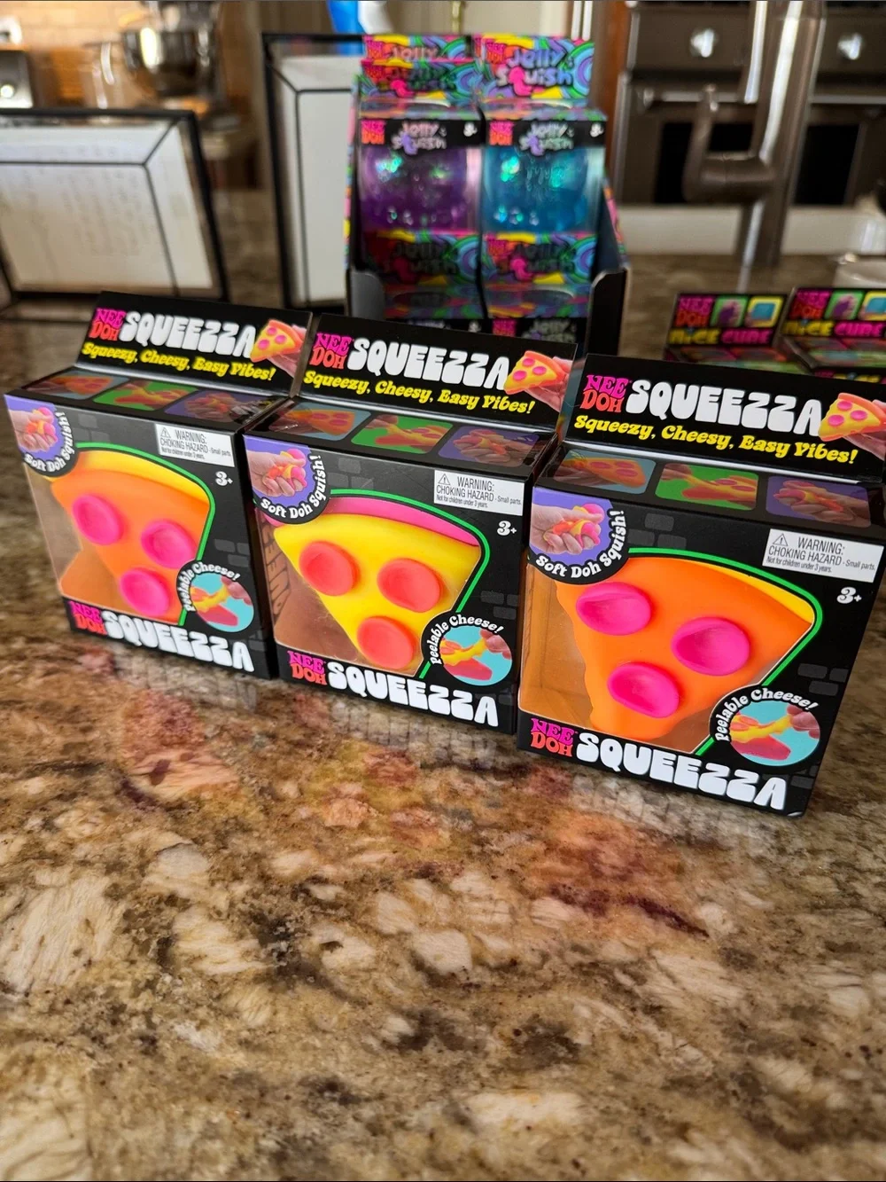 Squeeze Pizza Slice Stress Toy - Orange with Pink